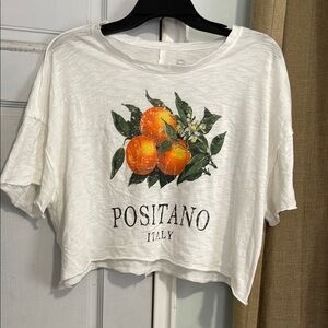 Social Culture white Positano Italy short sleeve graphic crop top size Large